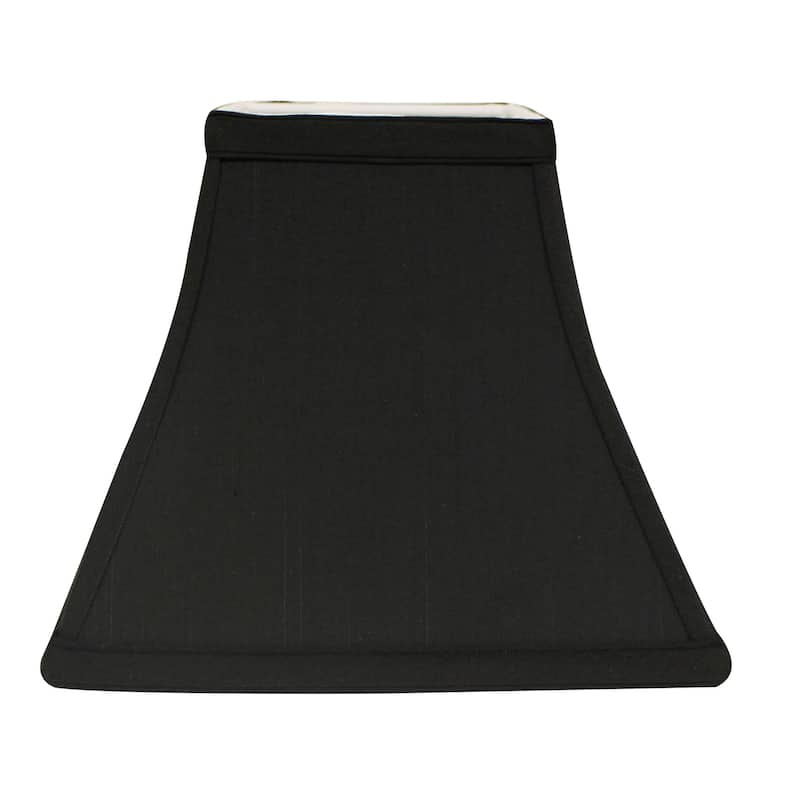 Square Bell Hardback Lampshade with Washer Fitter, Black Natural Fabric Lampshade with Gold Lining for Table Lamps - Black White