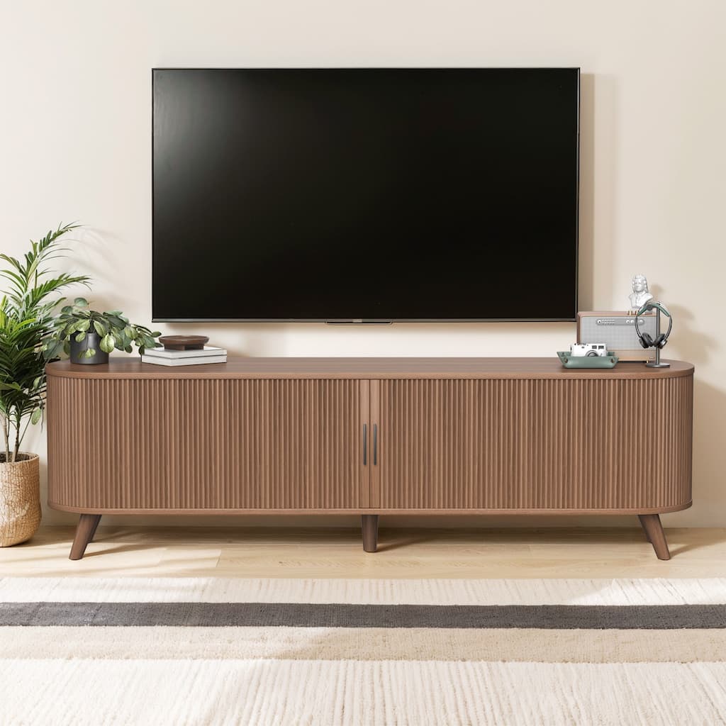 71" TV Stand for Living Room Mid Century Modern Entertainment Center