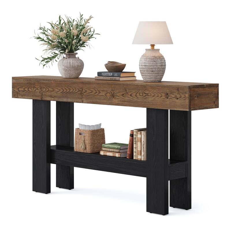 63 Inch Long Solid Wood Console Table for Entryway - 11.81" D x 62.99" W x 31.5" H