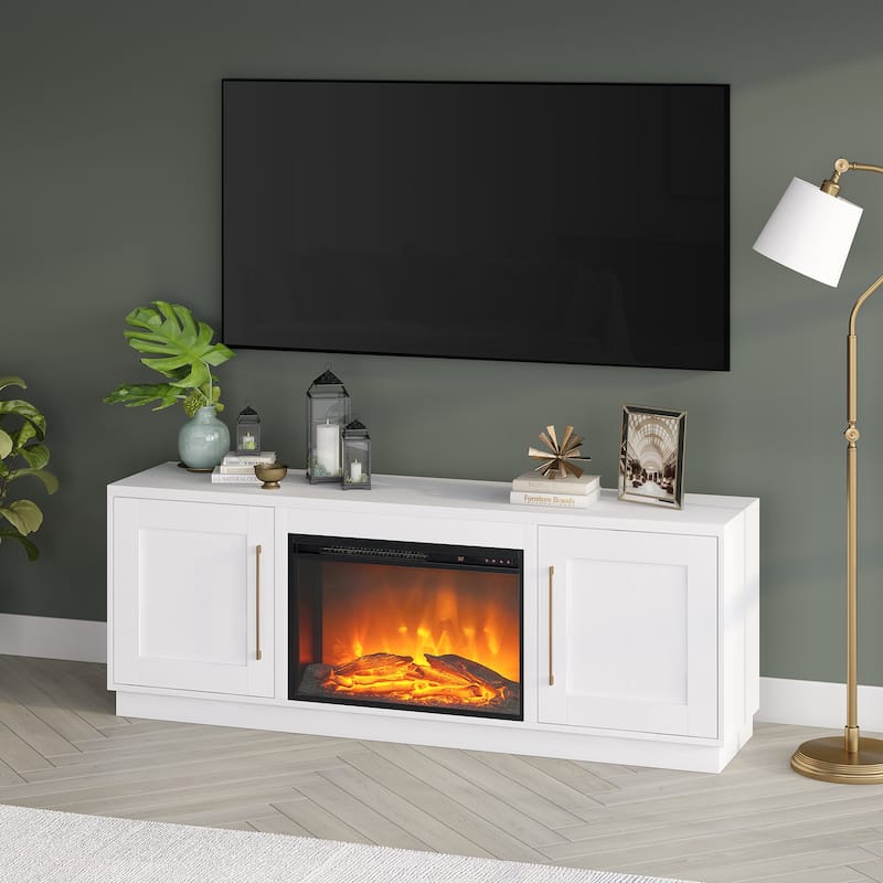 Tillman Rectangular TV Stand with Log Fireplace for TV's up to 75"