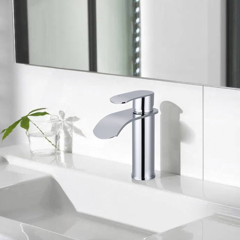 WOWOW Water Fall Bathroom Faucet with Deckplate Included