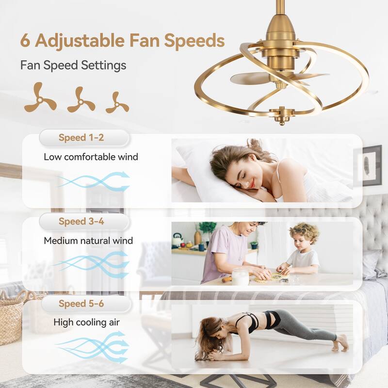 20" Modern 3-Blade Dimmable LED Ceiling Fan with Light Kit and Remote