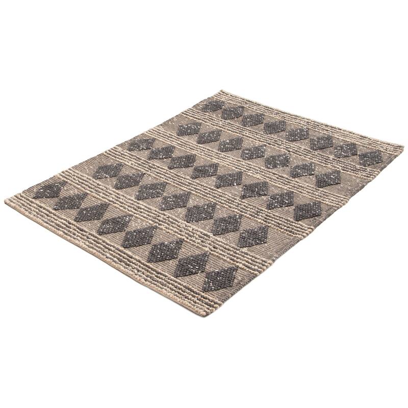 ECARPETGALLERY Braid weave Sienna Dark Grey Wool Rug - 5'1 x 7'2