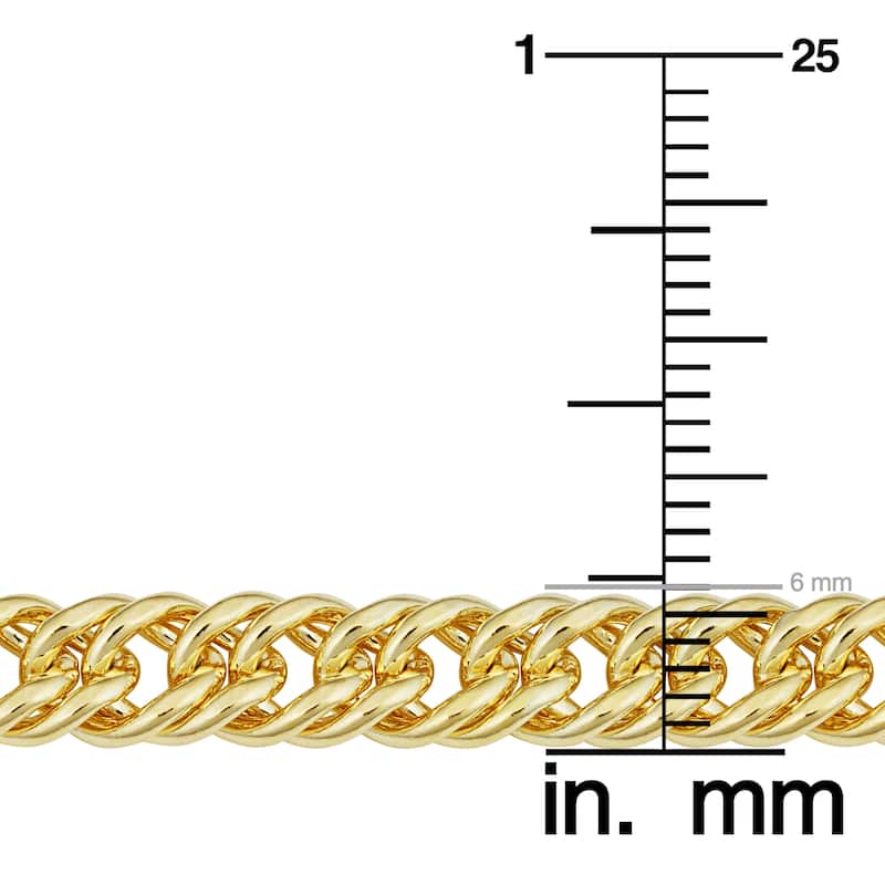 Solid 14k Yellow Gold Filled 6.0 mm Double Curb Link Chain Necklace For Men and Women