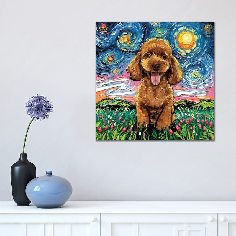 iCanvas "Apricot Poodle Night" by Aja Trier Canvas Print - 18x18x1.5