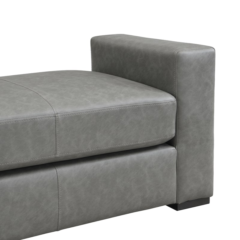 Entryway Bench, 57.70" Stylish Faux Leather Bench with Square Armrests