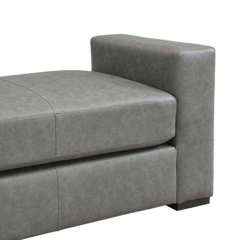Stylish Grey Faux Leather Ottoman - Durable & Versatile Footrest