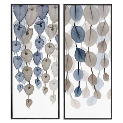 Stupell Neutral Opaque Cascading Leaves Framed Giclee Art Design by Albert Koetsier (Set of 2)