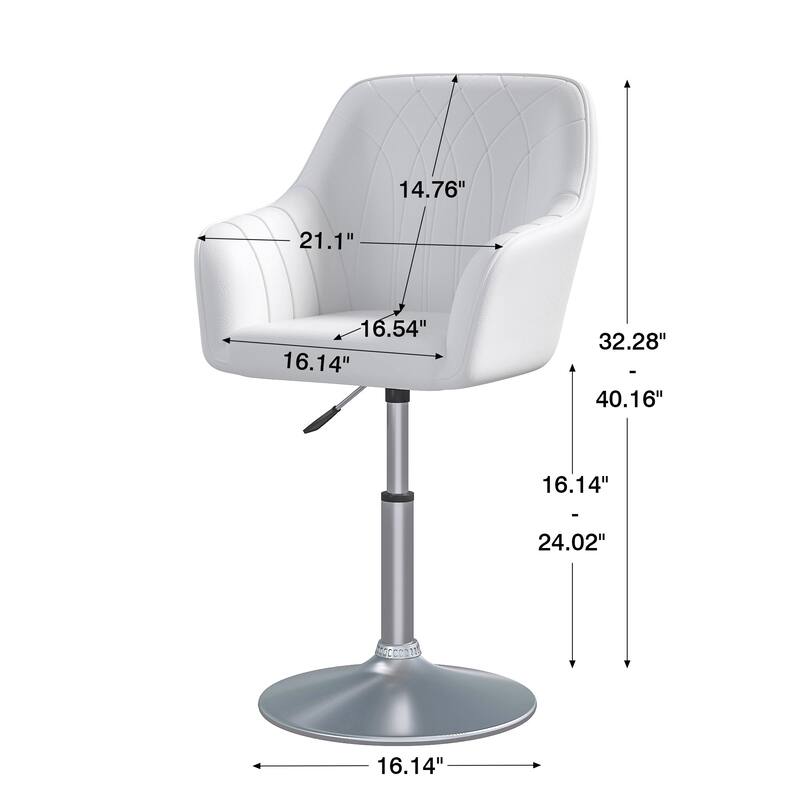 VECELO Vanity Chair Makeup Swivel Accent Chair Height Adjustable Round Back Tilt Chair