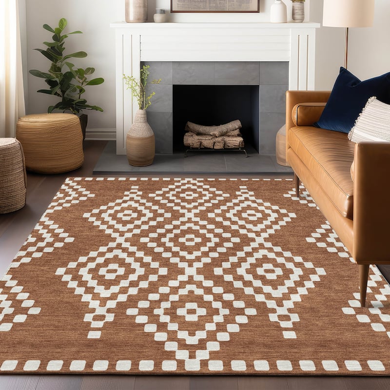 Machine Washable Indoor/ Outdoor Chantille Boho Moroccan Rug