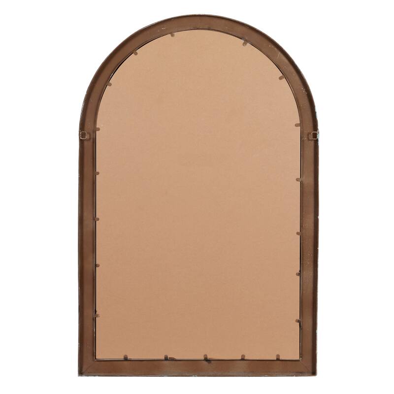 White Metal Window Pane Inspired Room Wall Mirror with Arched Top