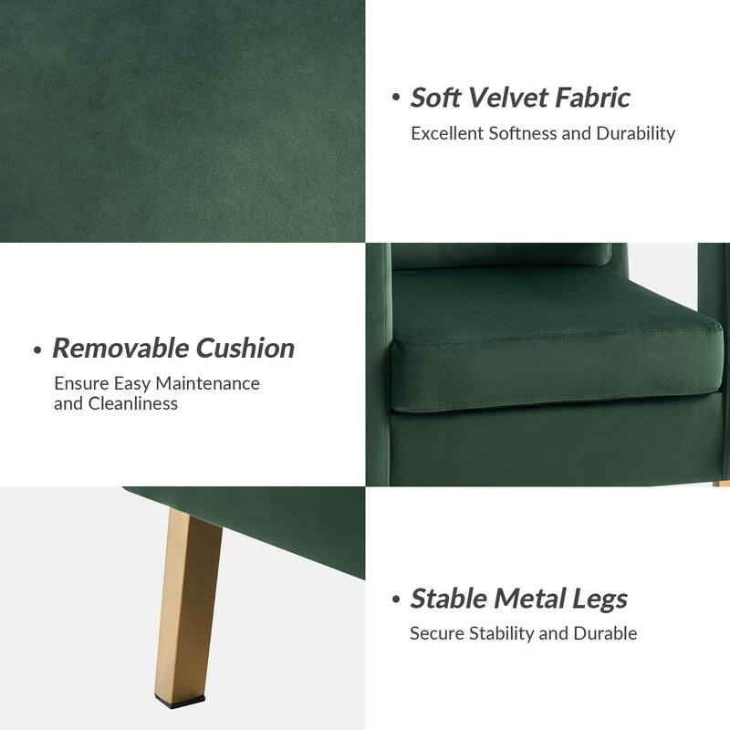 Valentina Modern Upholstered Accent Armchair with Gold Legs Set of 2 by HULALA HOME