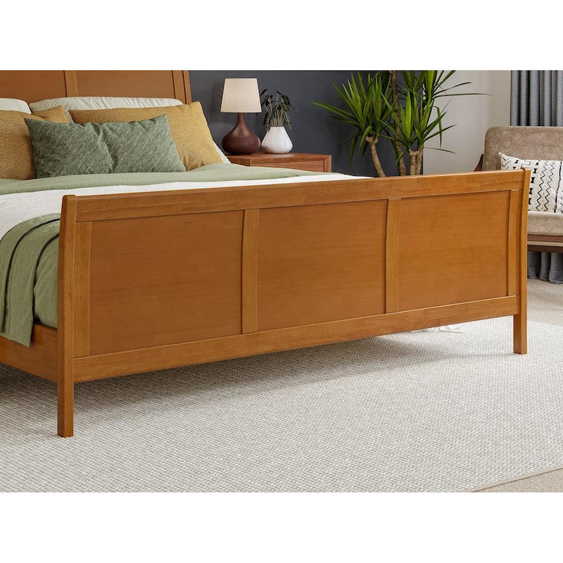 Valencia Solid Wood Low Profile Sleigh Platform Bed with Matching Footboard
