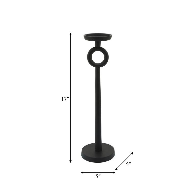 Metal Candle Holder - Contemporary Black Aluminum Narrow Candle Holder for Home or Office Decor