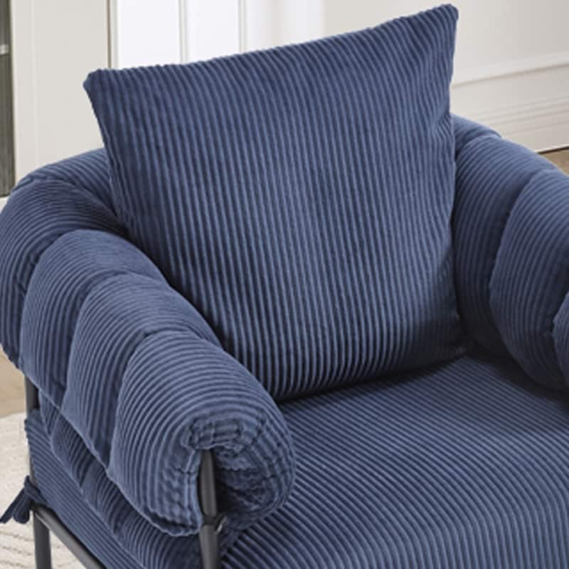 Simple Side Chair Dark Blue Office Chair Coffee Chair with Metal Legs, Padded Chair Reception Chair