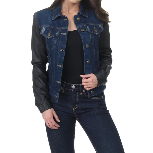 Laundry by Shelli Segal Womens Denim Jacket Distressed Denim