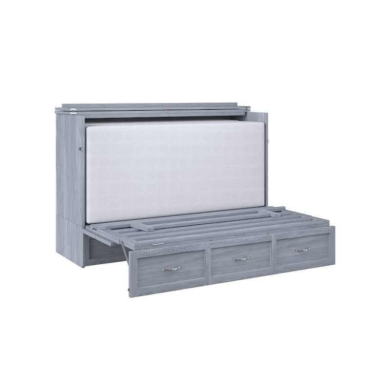 Queen Murphy Bed Chest - Space Saving Furniture with Charging Station & Mattress - City Sleek Design