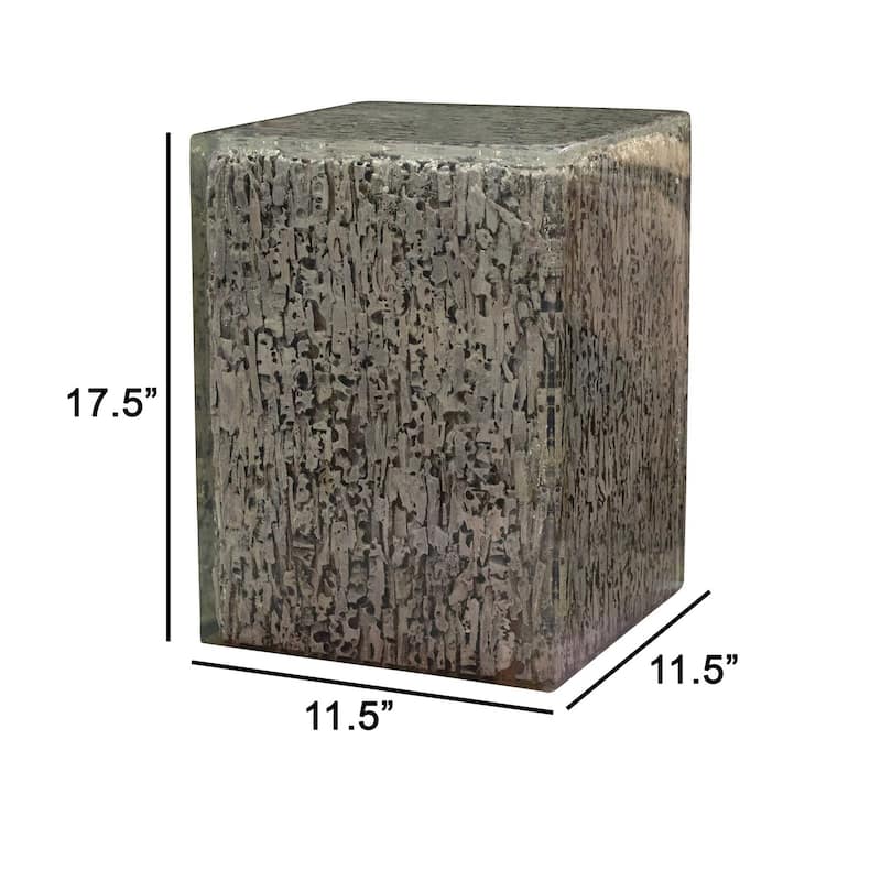 11.5 in. Gray Square Wood End Table with Pedestal Base