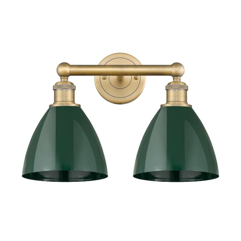 Innovations Lighting 616-2W-12-17 Plymouth Vanity Plymouth Dome 2 - Brushed Brass / Green