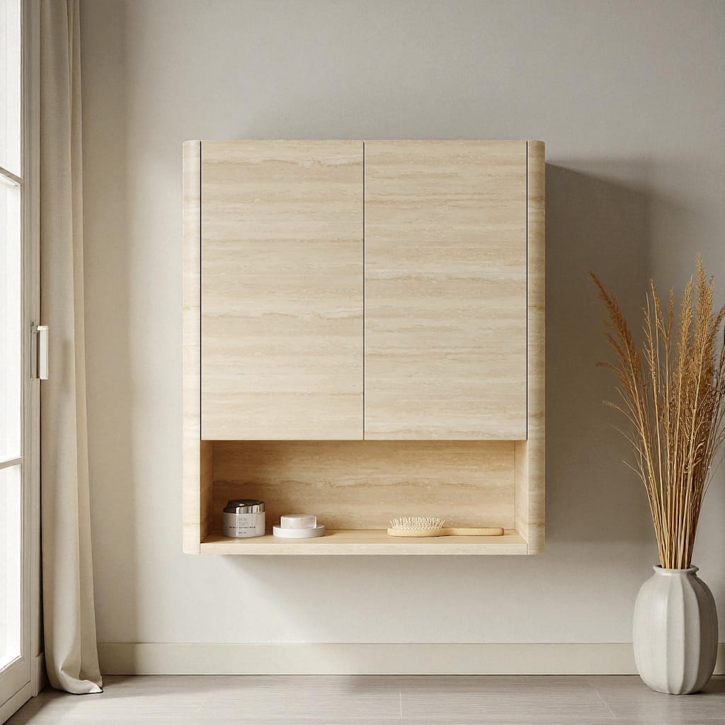 26" Wall Mounted Bathroom Cabinet with Doors & Shelf, Over Toilet Storage Cabinet for Bathroom, Kitchen & Laundry