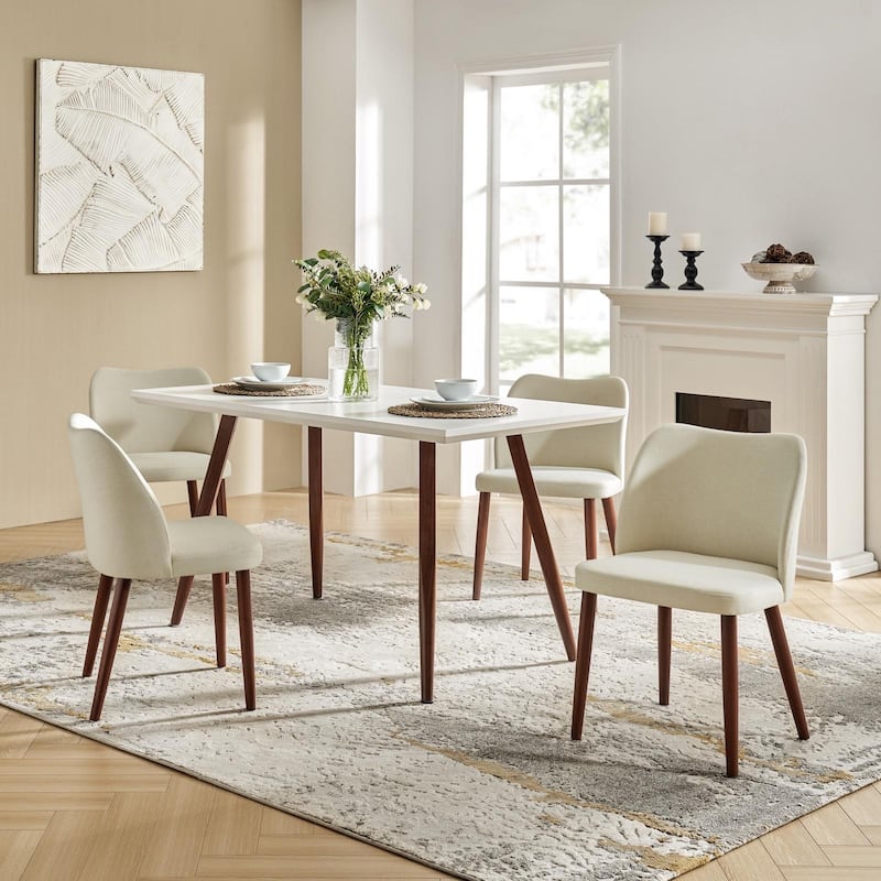 Melisa Solid Wood Dining Chair Set of 4 by HULALA HOME - Ivory