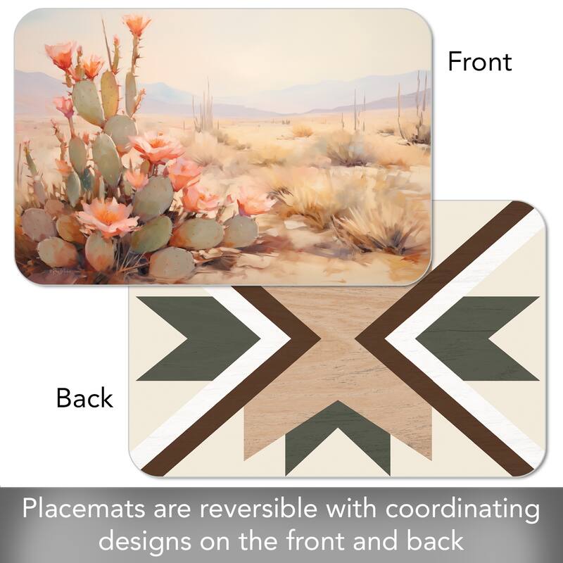 Desertscape 4 Pack Reversible Easy Care Flexible Plastic Placemats Made in The USA BPA Free Easily Wipes Clean