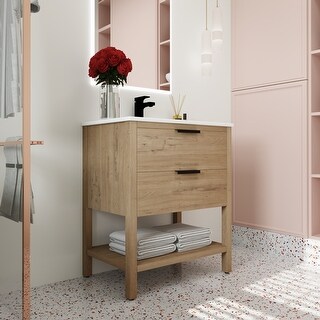 Beingnext 30" Bathroom Vanity with Sink, Single Sink Freestanding Bathroom Vanity with 2 Soft Close Drawers