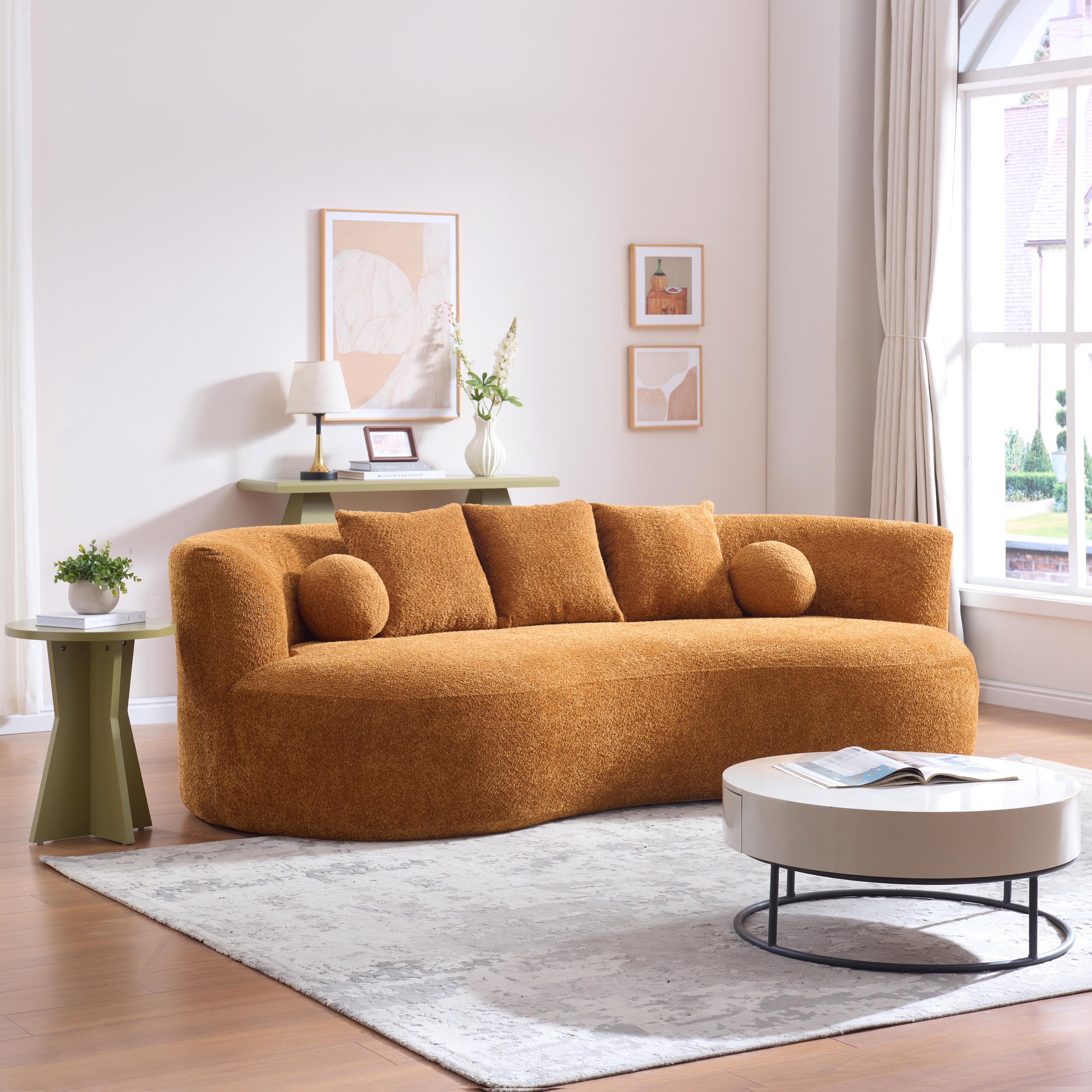Christopher Knight Home - Modern Curved Upholstered 3-Seater Sofa