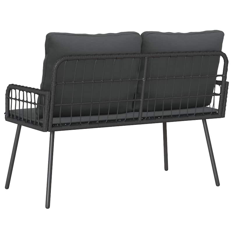 vidaXL Garden Bench Black 114x64x78 cm Poly Rattan - 44.9 x 25.2 x 30.7