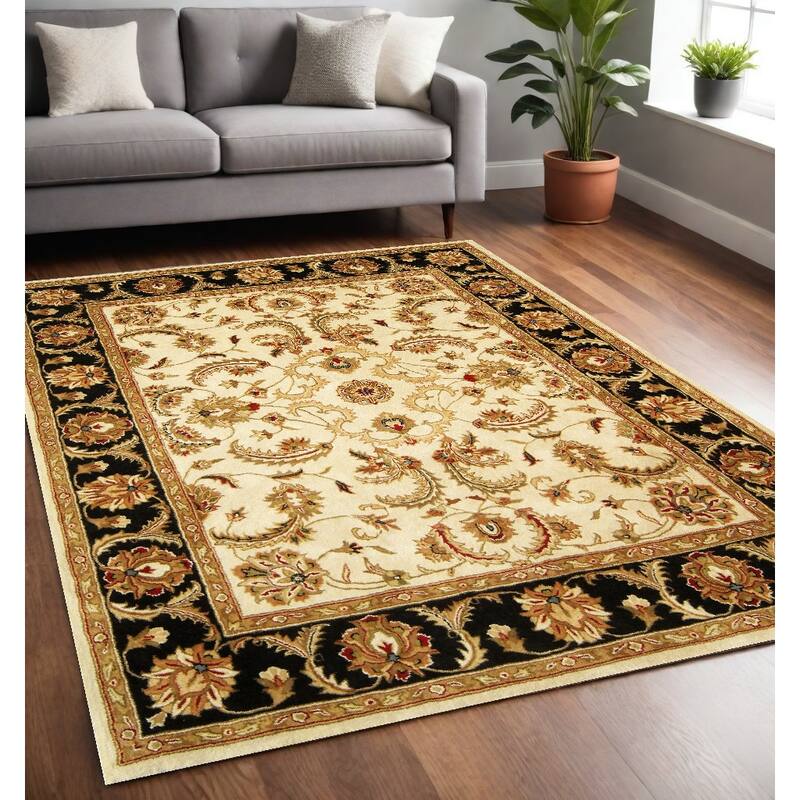 Bomeg Hand Tufted Non Skid Stain Resistant Area Rug By HomeRoots - 96' X '60' X '0.5 - 96' X '60' X '0.5 - Lavender/Ivory - Rectangle