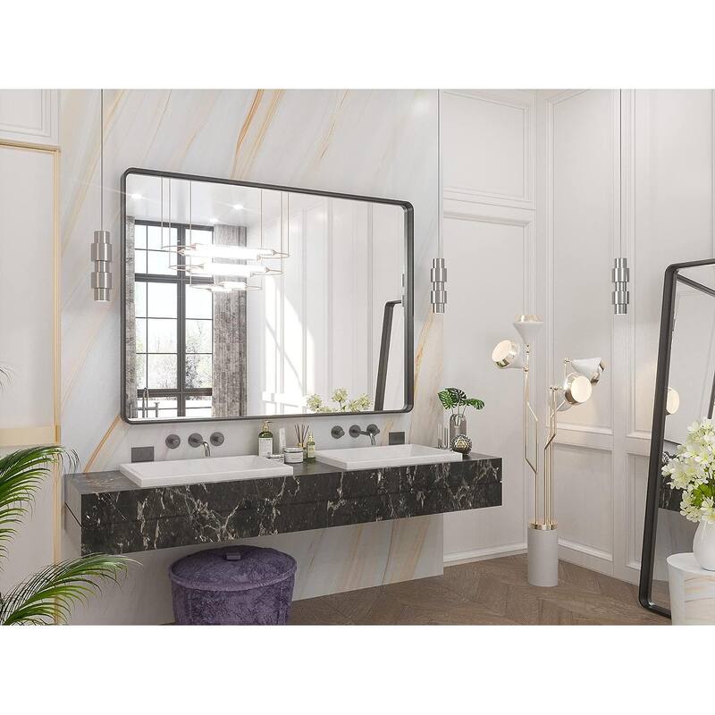 TETOTE Bathroom Vanity Mirror Modern Metal Frame Wall Mounted