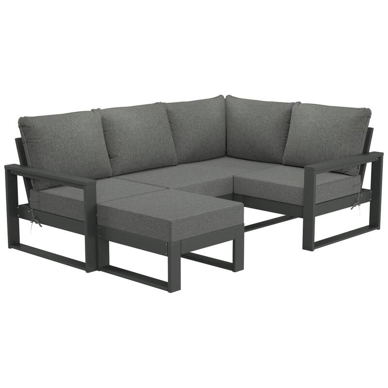 Endless Patio 5-Piece Deep Seating Set with Ottoman with Gray Frame - Gray/Gray
