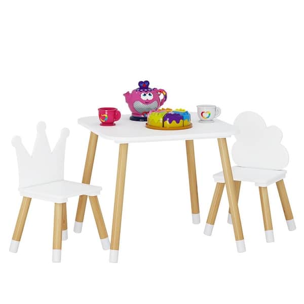 slide 2 of 10, Kids Table with 2 Chairs Set 17.5"H for Boys, Girls,White White