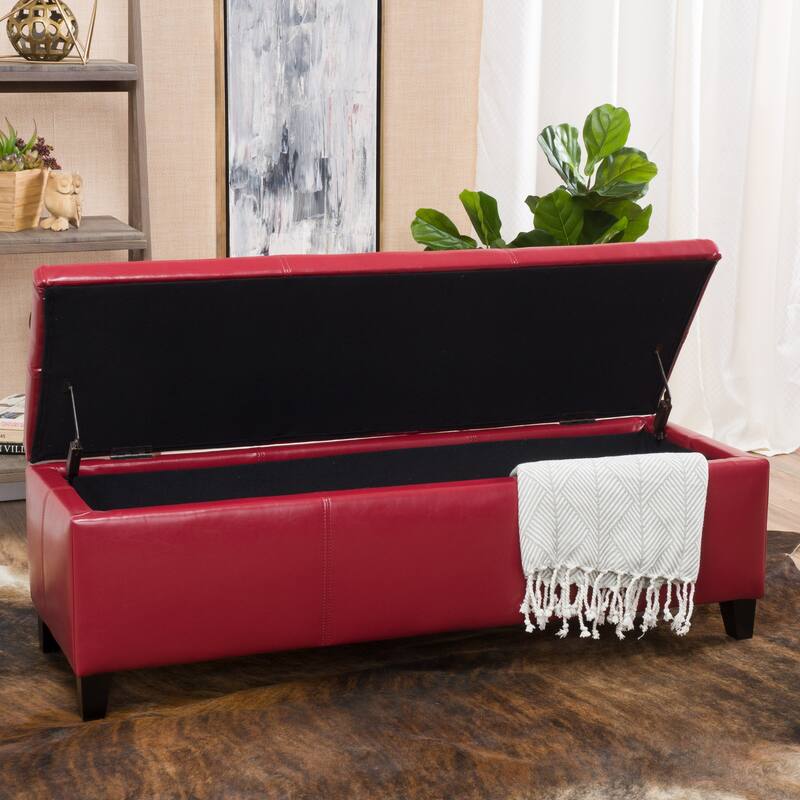 Lucinda Faux Leather Storage Bench by Christopher Knight Home - 51.25" L x 17.50" W x 16.25" H