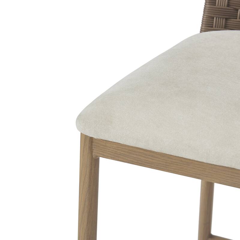 Christopher Knight Home - Isolde Farmhouse Upholstered Armless Barstool in Iron & Rattan (Set of 2)