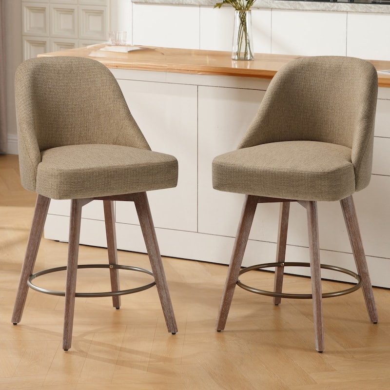 26" Counter Height Swivel Bar Stool, Upholstered Counter Stools - 39.37" (H) x 22.44" (D) x 21.65" (W)