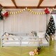 preview thumbnail 1 of 10, Grey Floor Bed with Fence,Wood Kids Bed,Twin Size Grey