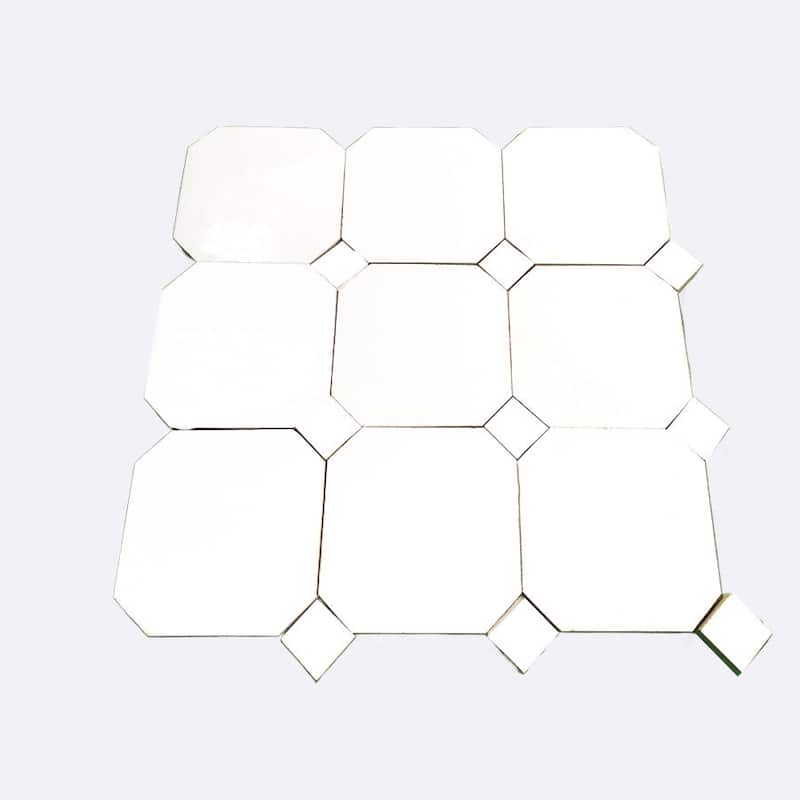 Contemporary Zellige Panels,12''x12''x0.5'',White -Off-White Accents