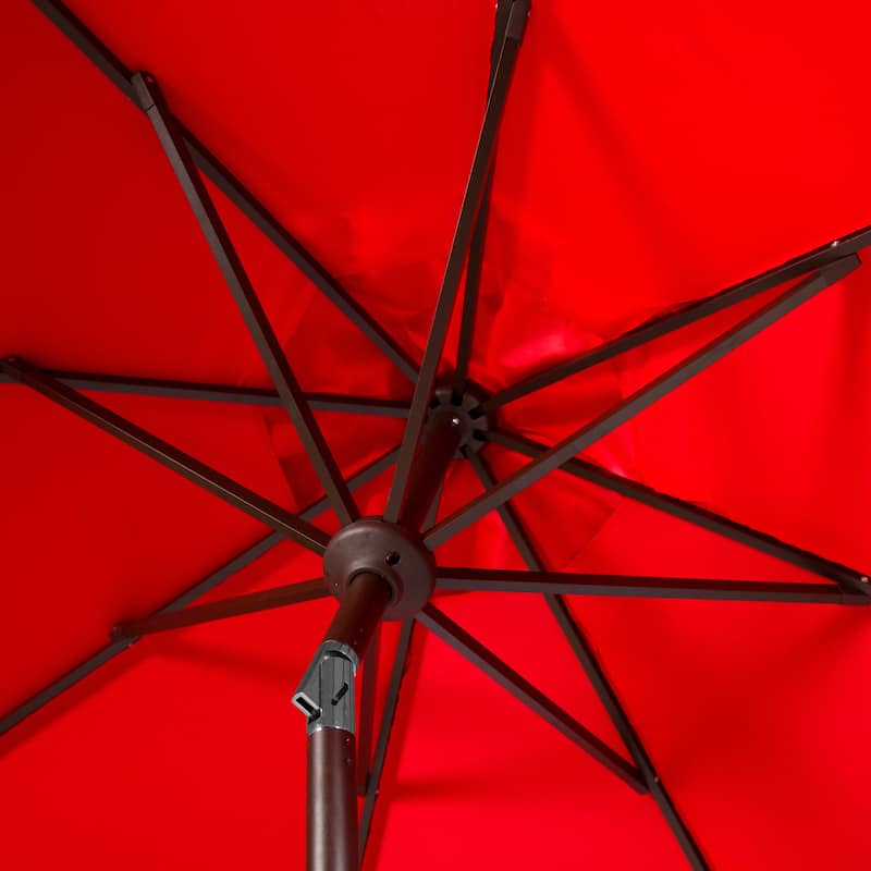 SAFAVIEH Outdoor Vilborg Valance 11Ft Round Umbrella - Red