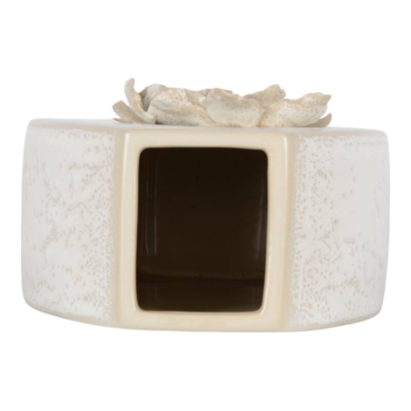 Ceramic Earthenware Textured Vase with Tapered Rim and Organic Pattern