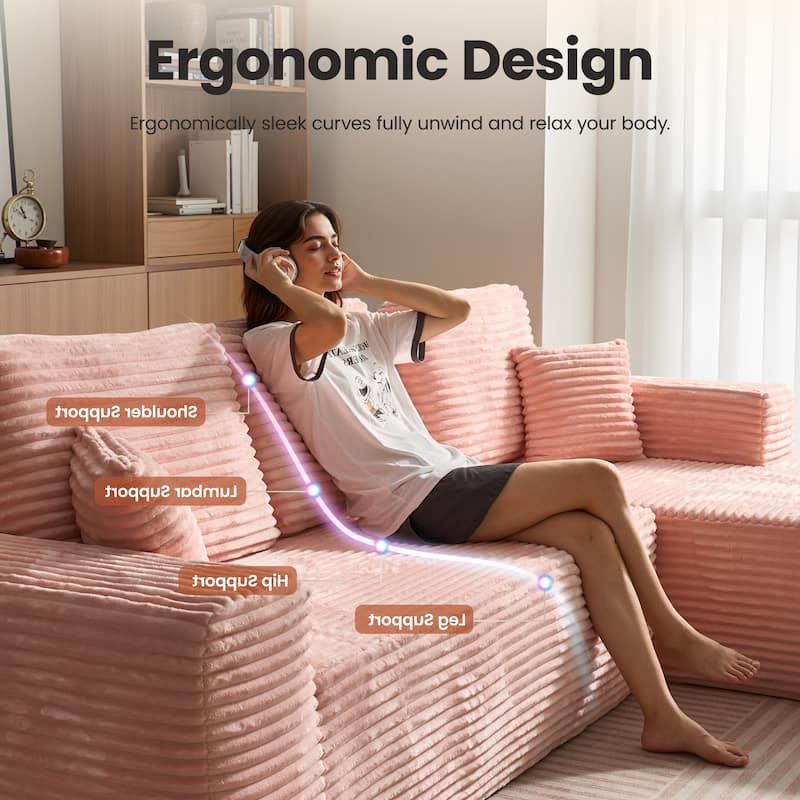 ​​OVIOS Lazy Chaise Lounge Sofa with Ottoman​