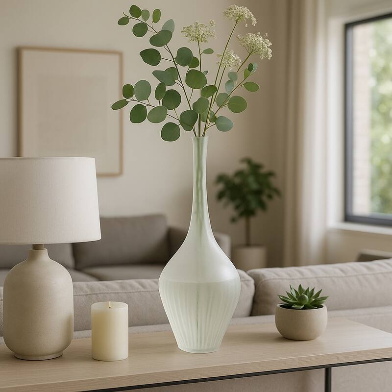 Frosted Flower Glass Vase - Elegant Sculptural Vase for Home Decor