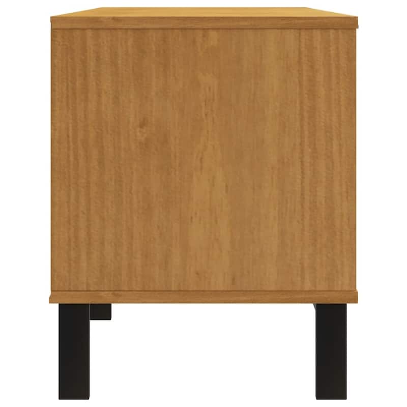 vidaXL TV Stand with Glass Door FLAM 62.2"x15.7"x19.7" Solid Wood Pine - 62.2" x 15.7" x 19.7"