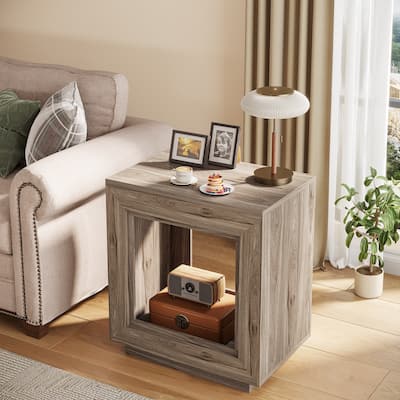 Small Farmhouse End Side Table Nightstand Bedside Table for Living Room