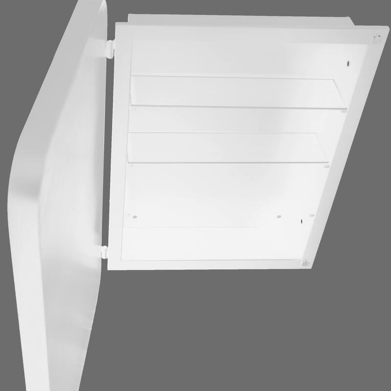 16" x 24" Black/ White Rectangular Metal Framed Medicine Cabinet with Mirror and Adjustable Shelves