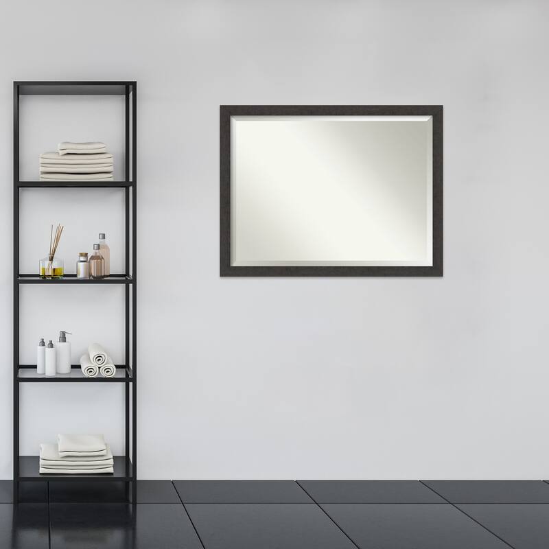 Beveled Wall Mirror - Rustic Plank Narrow Frame