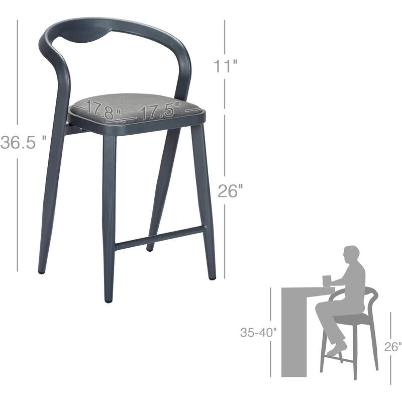 Outdoor Counter Height Bar Stools Set of 2, Comfortable Chairs for Indoor and Outdoor Use