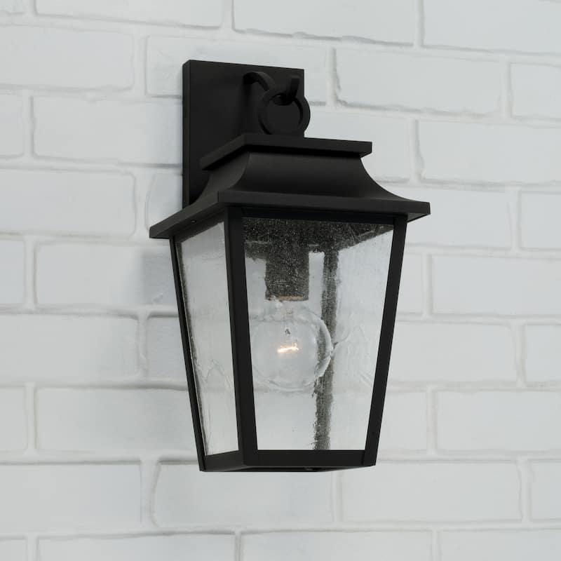 13"W x 24"H 4-Light Outdoor Tapered Wall Lantern in Oiled Bronze with Ripple Glass