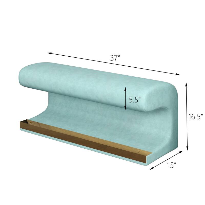 Entryway Bench Leather Upholstered Ottoman with LED sensor light for living room ,bedroom,end of bed - Antique blue green