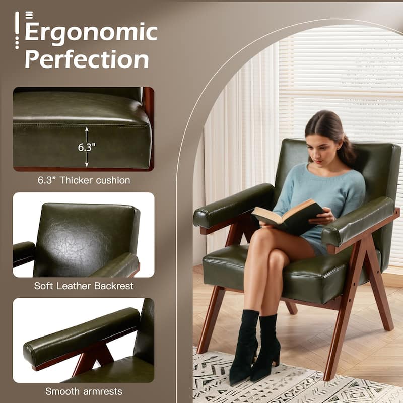 EROMMY Accent Chair, Mid Century Modern Sitting Chair with Solid Wood Frame, Armchair for Living Room Lounge Balcony